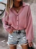 Chemisier Blouse Femme à Col Revers avec Manches Longues avec Boutons Unicolore Blouse Femme
