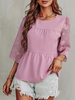 Chemisier Blouse Femme à Col Rond avec Manches Mi-longues Unicolore