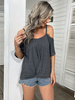 Chemisier Blouse Femme à Col V avec Manches Courtes Unicolore