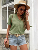 Chemisier Blouse Femme à Col V avec Manches Courtes Unicolore