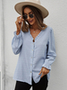 Chemisier Blouse Femme Décontracté à Col V avec Manches Longues Amples avec Boutons Bicolores