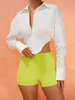 Chemisier Blouse Femme Taille Haute avec Manches Longues à Col Revers à Col V Unicolore