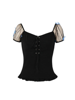 Chemisier Blouse Haut Sexy Femme Taille Haute à Col V avec Manches Courtes Amples Unicolore