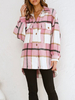 Chemisier Blouse Imprimé Carreaux Femme à Col Revers avec Manches Longues Amples avec Poches Blouse Femme