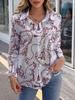 Chemisier Blouse Imprimé Femme à Col Revers avec Manches Longues Amples Bicolores Blouse Femme