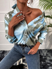 Chemisier Blouse Imprimé Femme à Col Revers avec Manches Longues avec Boutons