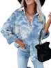Chemisier Blouse Imprimé Femme à Col Revers avec Manches Longues avec Boutons Bicolores Chemisier Femme