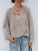 Chemisier Blouse Imprimé Femme à Col V à Lacets avec Manches Longues Amples Bicolores Chemisier Femme