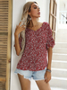 Chemisier Blouse Imprimé Fleurie Femme avec Manches Courtes Volantes à Col V