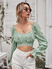 Chemisier Blouse Taille Haute Femme Imprimé à Col Rond avec Manches Longues Amples