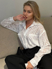 Chemisier Blouse Transparent Imprimé à Col Revers avec Manches Longues Unicolore