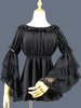 Chemisier classique Lolita en dentelle à volants superposés Bowknot Hime manches en mousseline de soie noire Top Lolita Déguisements Halloween