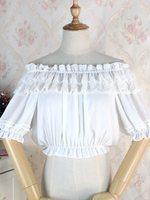Chemisier classique lolita en dentelle blanche à volants Déguisements Halloween