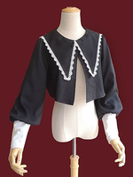 Chemisier Classique Volants Manches Longues Noir Top Lolita