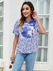 Chemisier dété pour femmes manches courtes T-shirt à capuche en polyester violet Tie Dye surdimensionné
