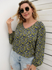 Chemisier de grande taille pour femme T-shirt en polyester décontracté à imprimé floral à manches longues