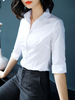 Chemisier Femme Blouse Femme Chemisie Blanche à Col Revers avec Manches Longue avec Boutons Unicolore Chemisier Femme Chic