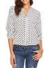 Chemisier Femme Blouse Femme Imprimés Pois à Col Revers avec Manches Longue avec Boutons Bicolores Chemisier Femme Chic