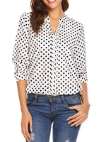 Chemisier Femme Blouse Femme Imprimés Pois à Col Revers avec Manches Longue avec Boutons Bicolores Chemisier Femme Chic
