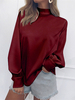 Chemisier femme bordeaux polyester col bijou décontracté manches longues