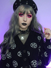 Chemisier femme boutons noirs imprimé col bijou manches longues coton gothique t-shirt surdimensionné