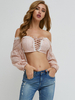 Chemisier Femme Cameo Rose Polyester Sans Bretelles Bohème Manches Longues Doux Tops