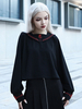 Chemisier gothique femme noir sexy en polyester à manches longues haut col marin