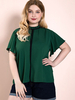 Chemisier grande taille pour femme col bijou manches courtes polyester vert t-shirt surdimensionné