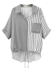 Chemisier grande taille pour femme col rabattu rayures motif boutons chemise décontractée en polyester