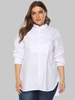 Chemisier grande taille pour femme T-shirt surdimensionné en coton et polyester à manches longues blanc