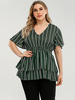 Chemisier grande taille pour femme T-shirt vert décontracté à manches courtes et à manches courtes en polyester