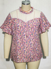 Chemisier grande taille pour femmes col bijou manches courtes à pois surdimensionné en polyester