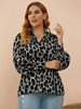 Chemisier grande taille pour femmes col rabattu manches longues boutons imprimé léopard chemise décontractée en polyester surdimensionné