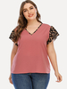 Chemisier grande taille pour femmes corail Polyester col rond haut bas Design décontracté manches courtes T-Shirt dété