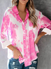Chemisier Imprimé Blouse avec Manches Longues à Col Revers avec Boutons Bicolores Blouse Chemisier