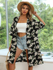 Chemisier Imprimé Mi-longue Fleurie Femme avec Manches Mi-longues Bicolores Blouse Chemisier Sexy
