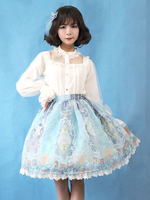Chemisier lolita classique en chiffon unicolore à volants col montant Déguisements Halloween