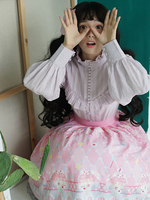 Chemisier lolita classique en polyester unicolore à volants col montant Déguisements Halloween