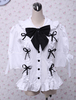 Chemisier lolita courtes manches en coton blanc décoré avec de nœuds de papillon Déguisements Halloween