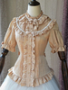 Chemisier lolita doux en chiffon unicolore avec noeud col montant Déguisements Halloween