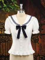Chemisier lolita en coton avec noeud de col marin Déguisements Halloween