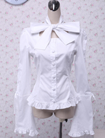Chemisier lolita en coton blanc avec manche évasée Déguisements Halloween