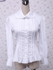 Chemisier lolita en coton blanc de longues manches avec dentelle Déguisements Halloween