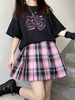 Chemisier Lolita Femme Col Bijou Manches Courtes T-shirt Polyester Noir