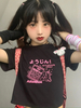 Chemisier Lolita Femme Col Bijou Manches Courtes T-shirt Polyester Noir