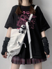 Chemisier Lolita Femme Col Bijou Manches Courtes T-shirt Polyester Noir