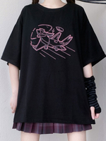 Chemisier Lolita Femme Noir Bijou Polyester Manches Courtes T-SHIRT Lolita Noir