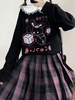 Chemisier Lolita Femme Noir Polyester Col Claudine Manches Longues Polyester Lolita T-Shirt