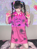 Chemisier Lolita Femme Rose Polyester Col Bijou Manches Courtes Polyester Lolita T-Shirt