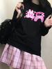 Chemisier Lolita Femme T-shirt Lolita Manches Courtes Bijou Polyester Noir